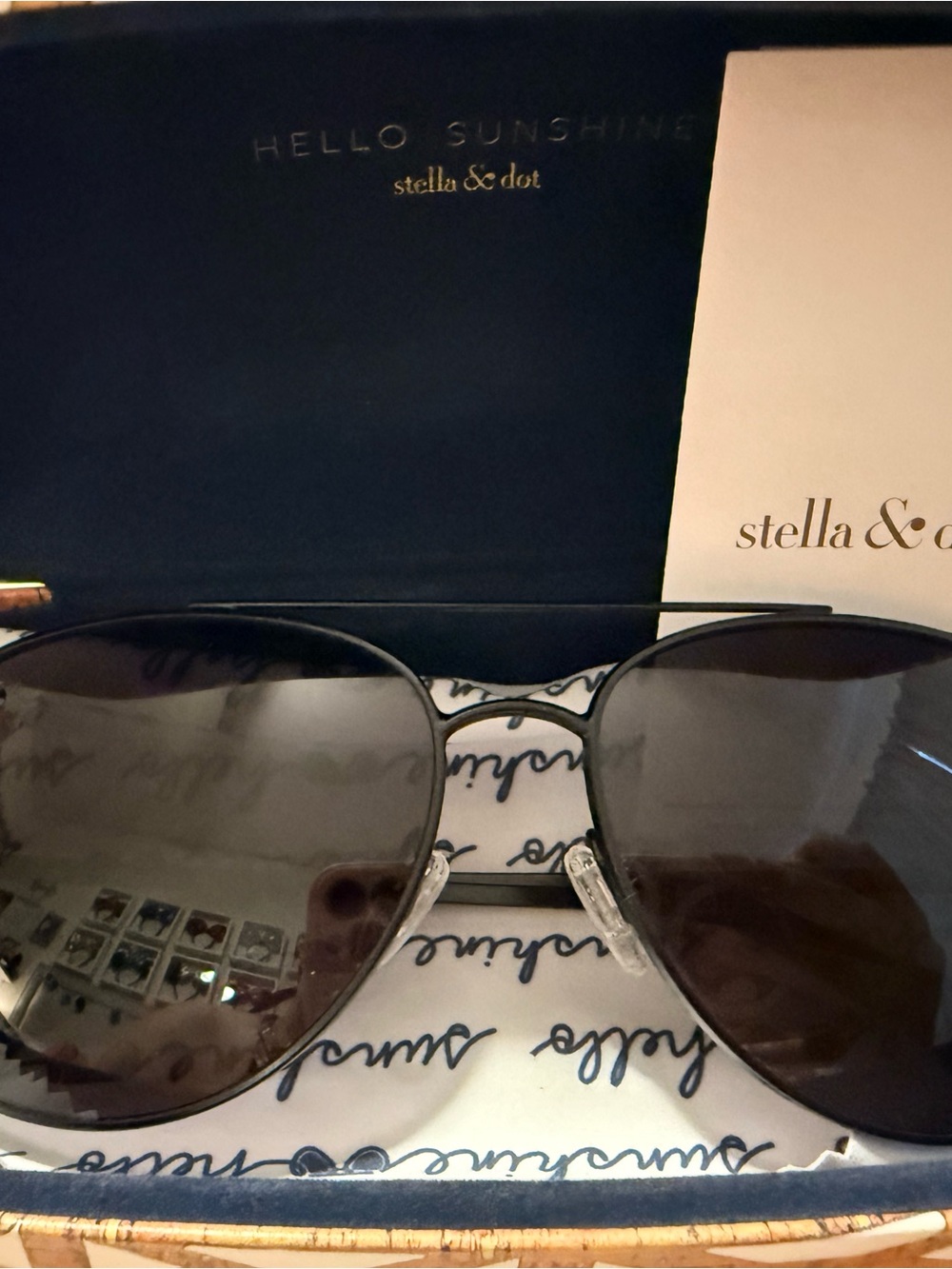 Stella & Dot Gold and Black Aviator Sunglasses